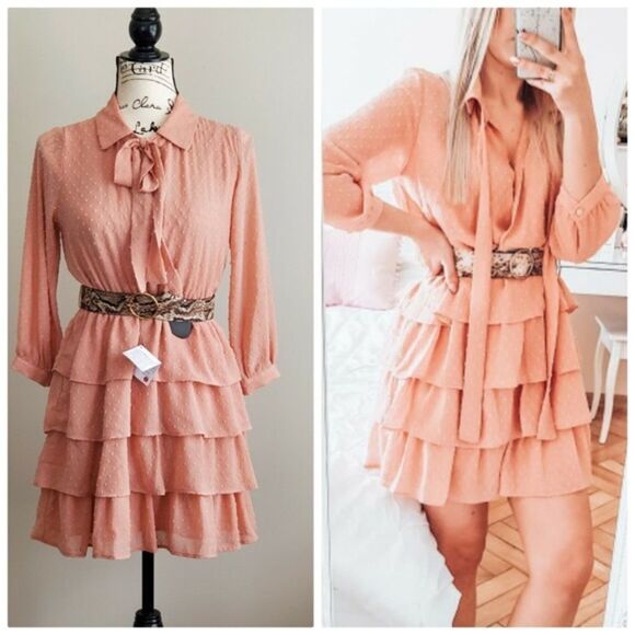 LAST 1!🔥ZARA BELTED DOTTED MESH DRESS - Picture 10 of 16